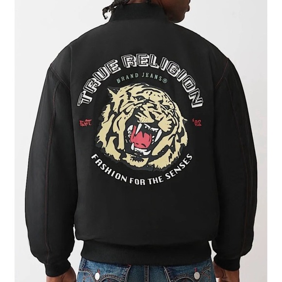 True Religion Other - True Religion Jacket Mens S NEW Aviator Sukajan Bomber Coat Asian Tiger Black
